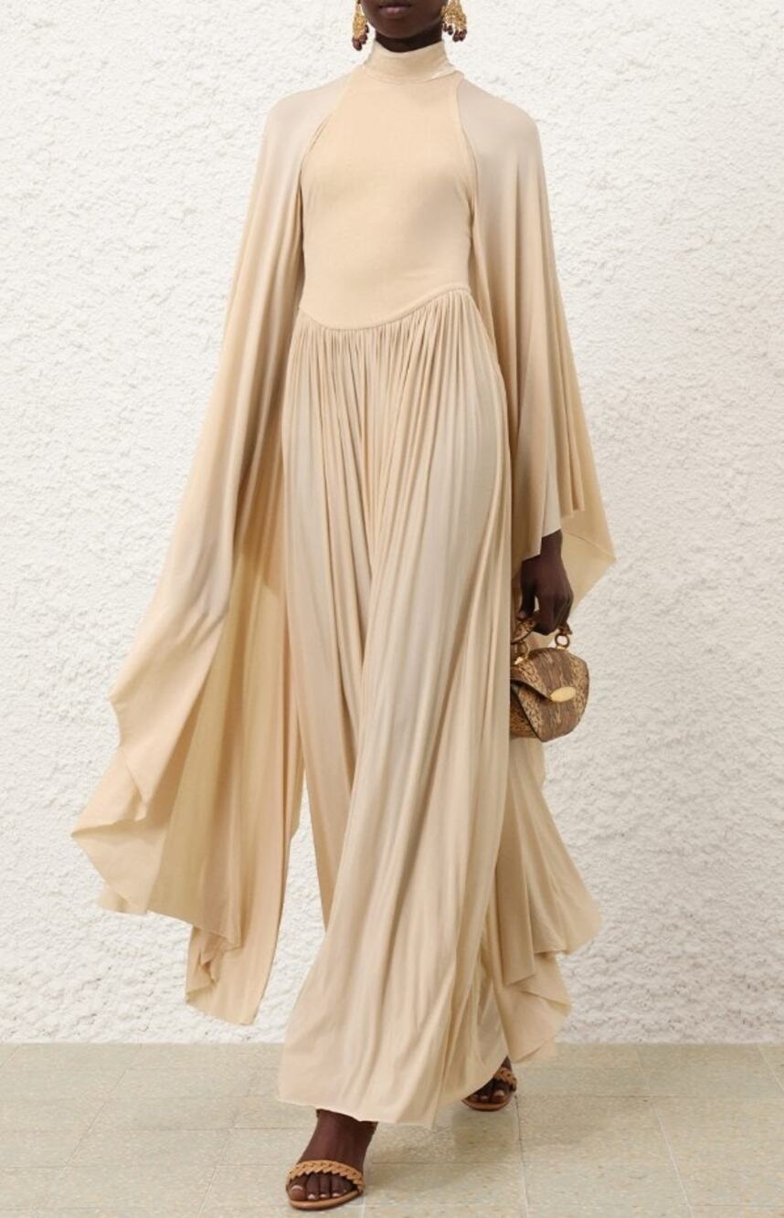 NWT Zimmermann Cream Velvet Body Memento Batwing Maxi Dress Womens US 2P